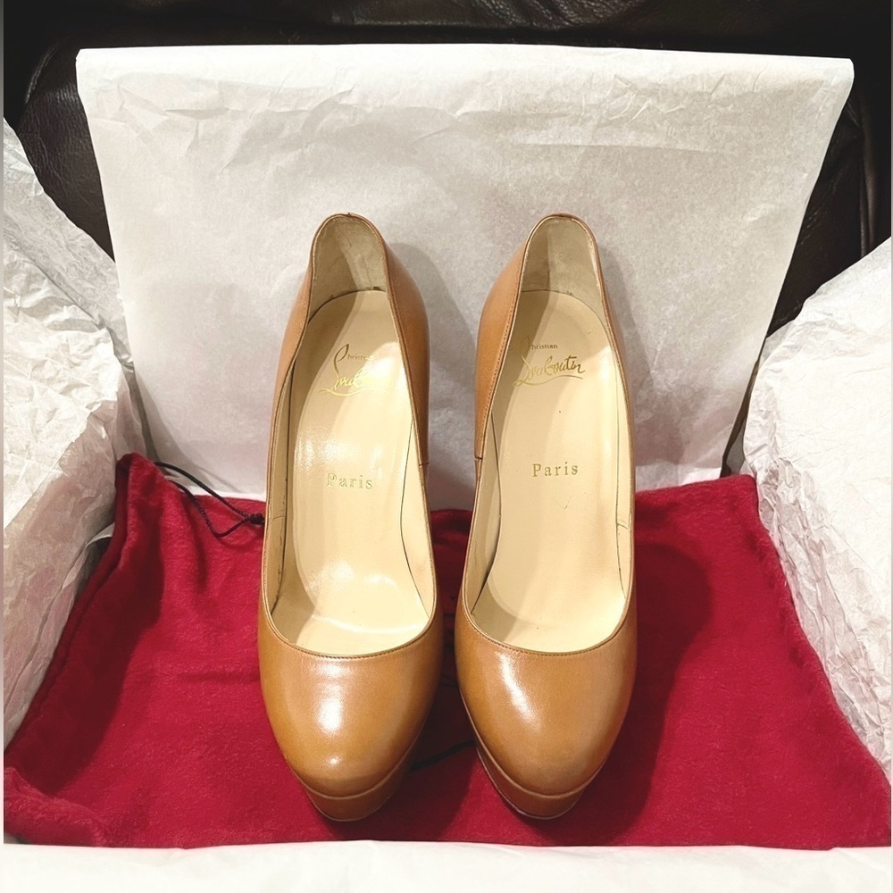 Christian Louboutin Bianca 120mm platform pumpsl, 1” platform, Napa lthr neutral